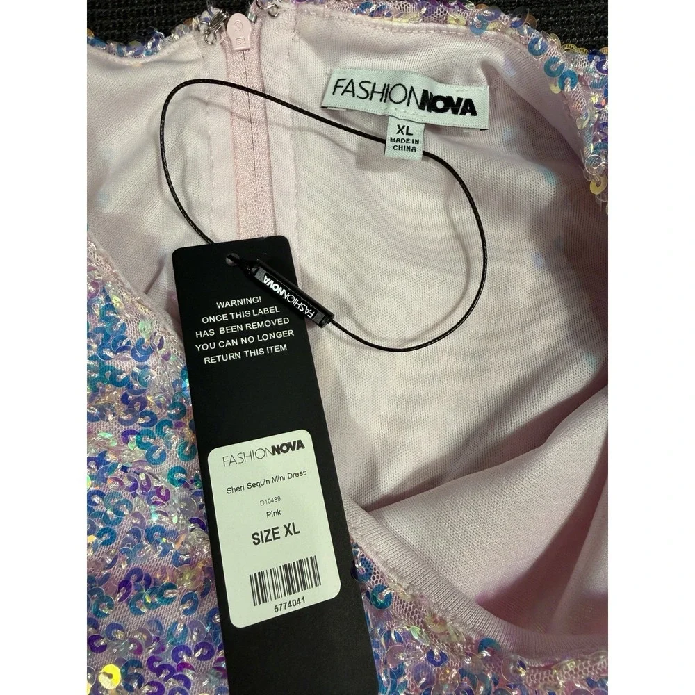 New‎ Fashion Nova Sheri Sequin Pink Mini Dress Size XL